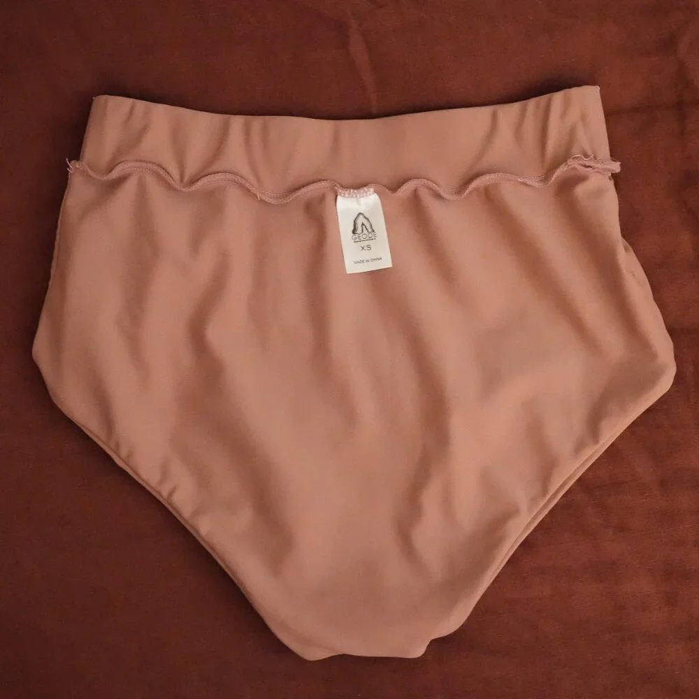 Dusty Pink High-Waisted Bikini Bottom Geode Swimwear